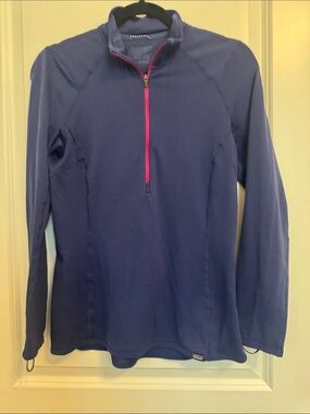 Patagonia Navy Half-Zip Pullover with Pink Zip